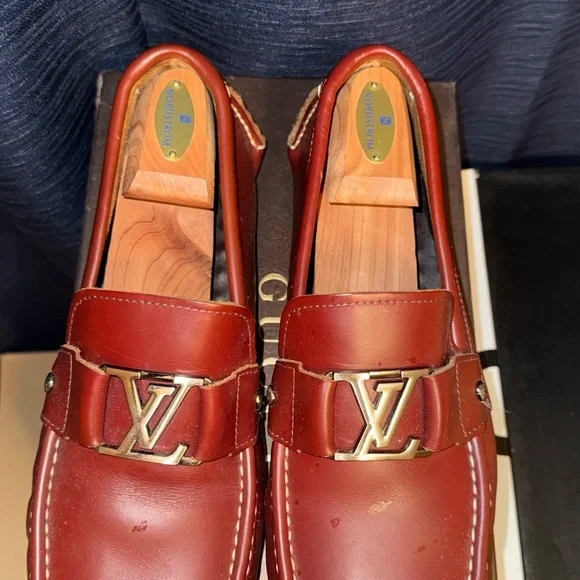Louis Vuitton Men's Red Leather Loafers - Picture 1 of 4
